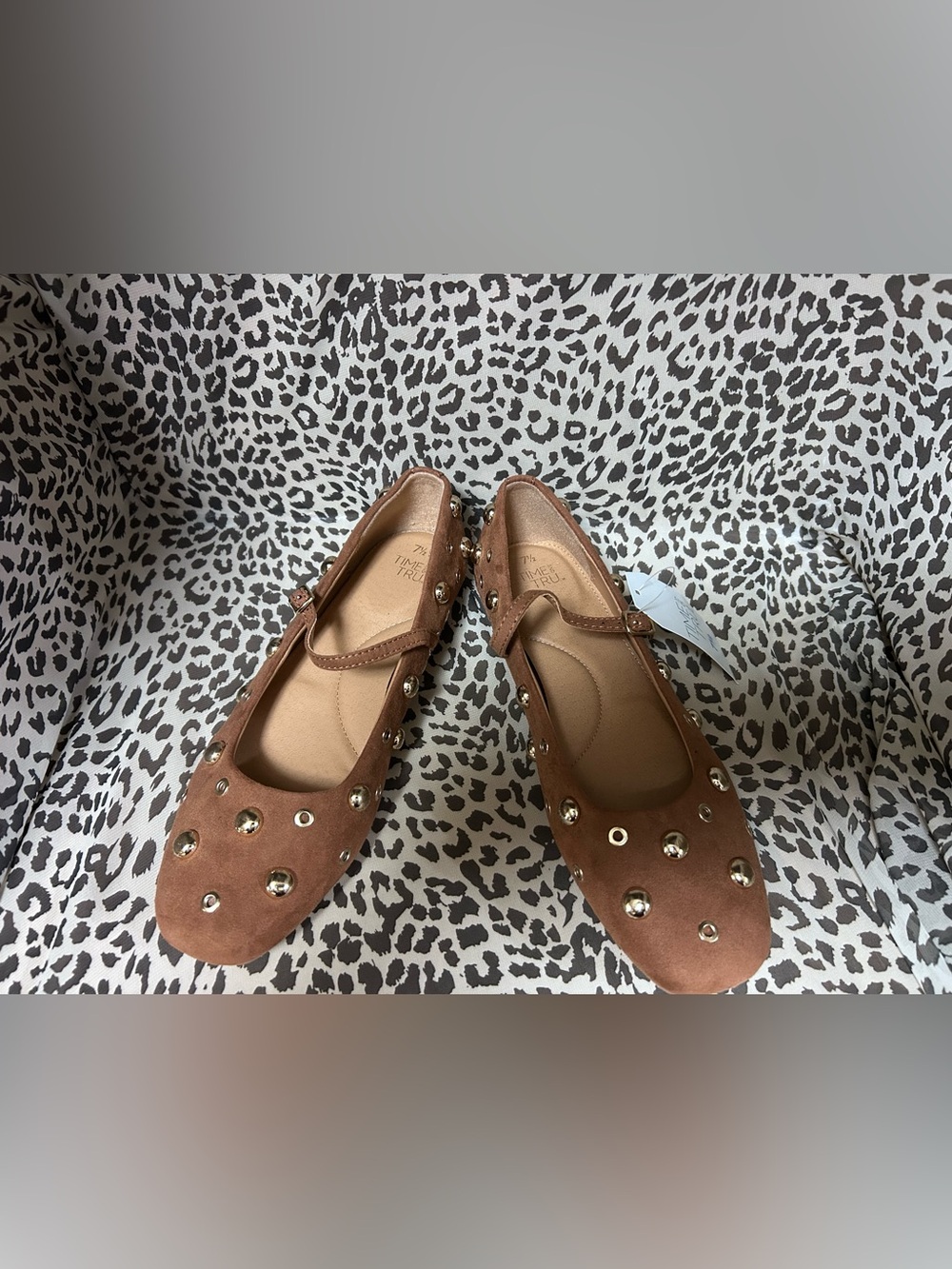 Time and Tru Studded Mary Jane Flats